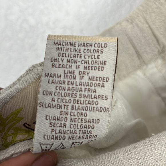 Cubavera Lounge Pants Womens Medium Tan Linen Blend Pockets Drawstring Wide Leg - Picture 4 of 8